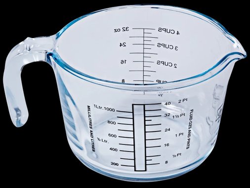 Стъклена форма за печене, купа или мерителен съд