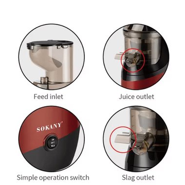 Бавнооборотна сокоизстисквачка Sokany SK01005 Slow Juicer 800W Студено пресоване