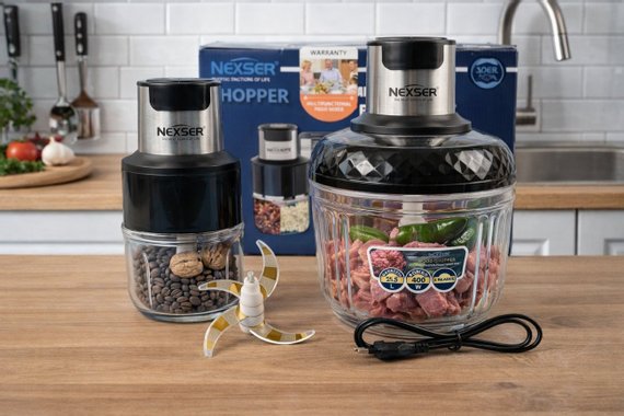 Кухненски уред 2в1 Nexser NS 0819 400W Чопър Мелничка Стъклена купа 2.5L 0.3L 