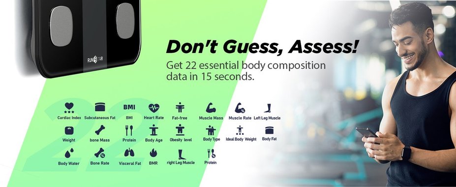 Кантар Анализатор RunStar FG2019LB Smart Везна 22 основни телесни показателя Пулс 