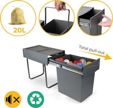 Кош за отпадъци Emuca 8199323 20л за вграждане кош за боклук 