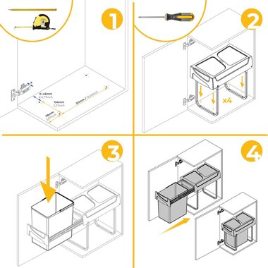 Кош за отпадъци Emuca 8199323 20л за вграждане кош за боклук 