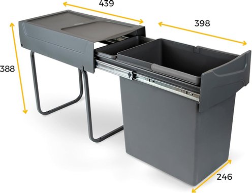 Кош за отпадъци Emuca 8199323 20л за вграждане кош за боклук 