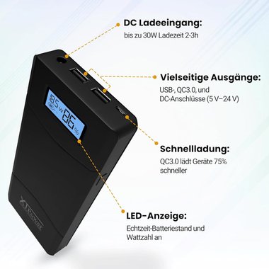 Външна батерия за зареждане на лаптоп XT-20000QC3 20100mAh 5V 65W Power Bank Бързо зарядно мобилни устройства