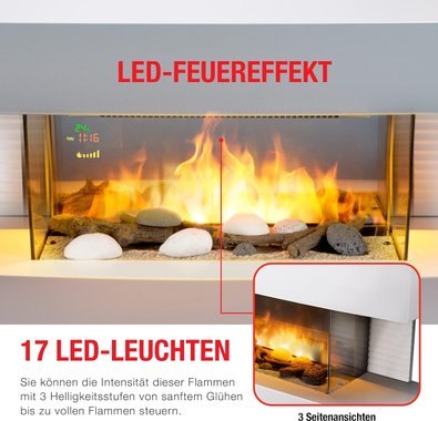 Електрическа камина Toronto RO2716-32Z 2000W Отоплител Led пламък с дистанционно управление