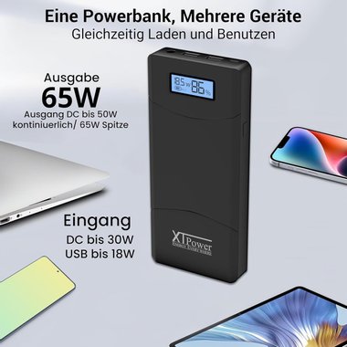 Външна батерия за зареждане на лаптоп XT-20000QC3 20100mAh 5V 65W Power Bank Бързо зарядно мобилни устройства