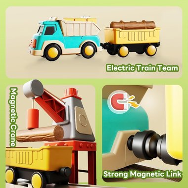 Детко влакче Homkey 7734А 36 части ЖП Писта Товарно влакче магнитна връзка вагон