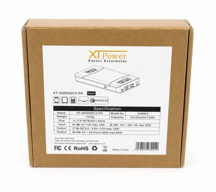 Външна батерия за зареждане на лаптоп XT-20000QC3 20100mAh 5V 65W Power Bank Бързо зарядно мобилни устройства