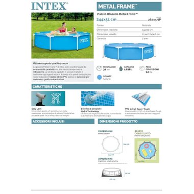 Сглобяем басейн Intex Metal Frame 28205NP 1828л 244см Голям басейн 