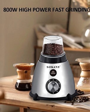 Професинален блендер 2в1 Sokany SK03031 1.5л 800W Мелничка Чопър Стъклена кана Лед 