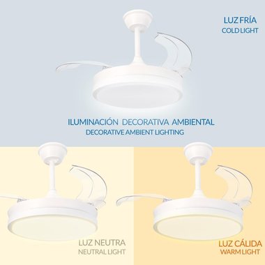 Таванен вентилатор с Led осветление M mimotec Thor LM8821 Вентилатор за таван Полилей Прибиращи се перки