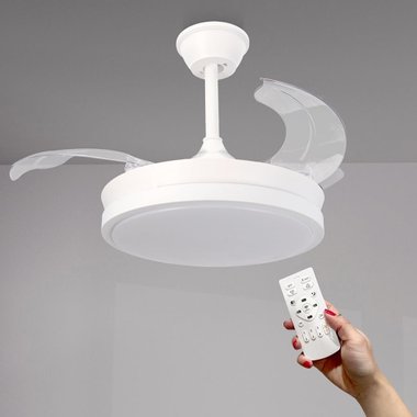 Таванен вентилатор с Led осветление M mimotec Thor LM8821 Вентилатор за таван Полилей Прибиращи се перки
