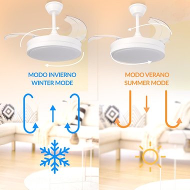 Таванен вентилатор с Led осветление M mimotec Thor LM8821 Вентилатор за таван Полилей Прибиращи се перки