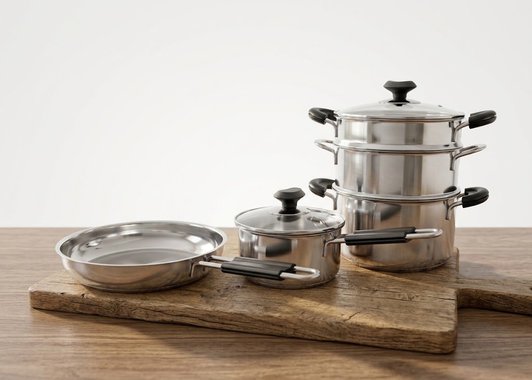 Комплект съдове за готвене BergHOFF Teka Kuppersbusch Cookware set 7 части тиган касерола тенджера кошници на пара