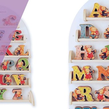 Дървено образователно табло Dida Wooden Letters Display Stand 156 букви Английската азбука дървен пъзел букви Монтесори