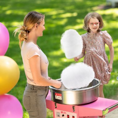 Професионална машина за захарен памук Royal Catering RCZC1200E 1200W Количка Мобилна машина