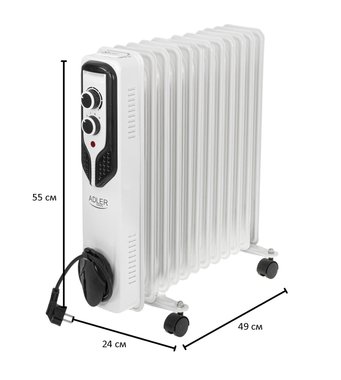 Маслен радиатор Adler AD7817 2500W 11 ребра електрически отоплител печка 