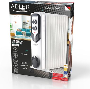 Маслен радиатор Adler AD7817 2500W 11 ребра електрически отоплител печка 