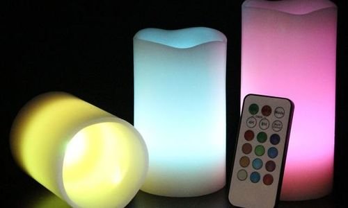 LED свещи 3 броя Candles Flameless 12 цвята дистан