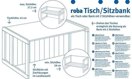 Детска Дървена маса и пейка 2 в 1 Roba 3041 Wooden