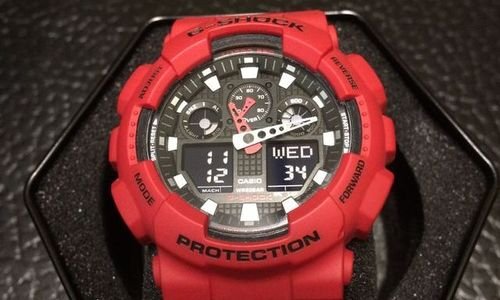 Часовник Casio G-Shock GA100B-4A Red Watch Аналого