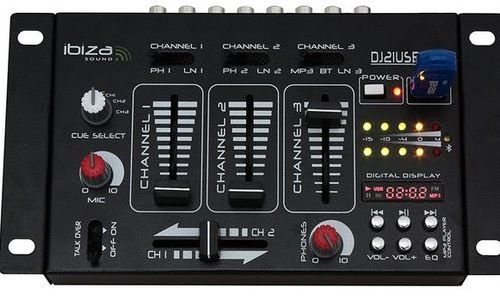 Компактен миксер Ibiza DJ21USB-BT mixer DJ стерео 
