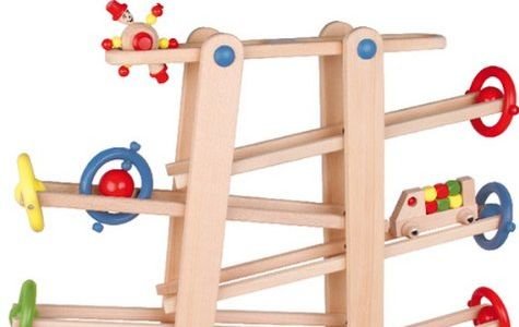 Дървена писта Rollipop Wooden с количка топчета чо
