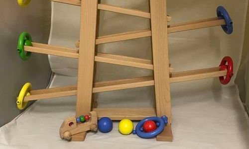 Дървена писта Rollipop Wooden с количка топчета чо