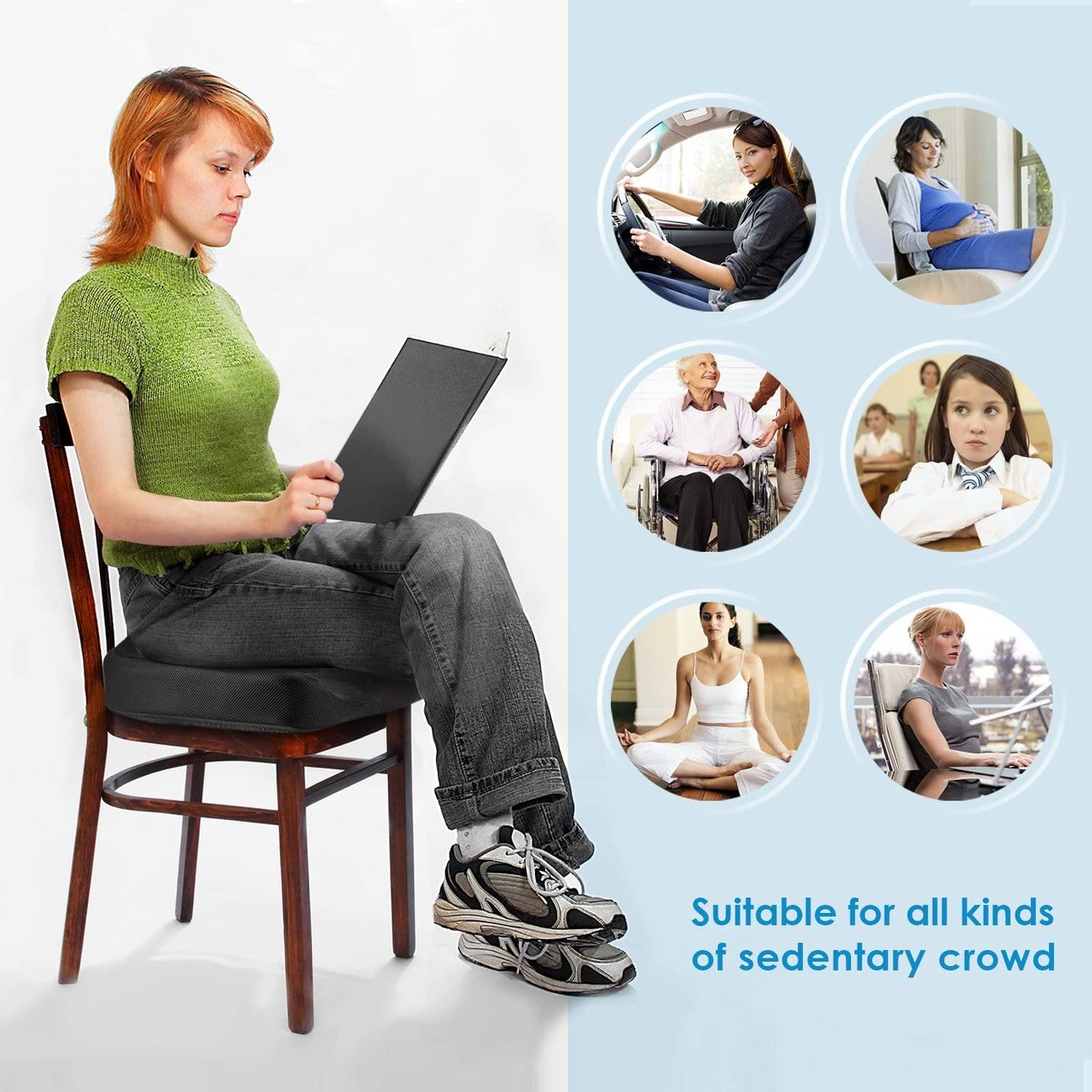 Ортопедична възглавница за стол Amzdeal Memory Foam Seat Cushion FRA75405 ергономична подложка за сядане