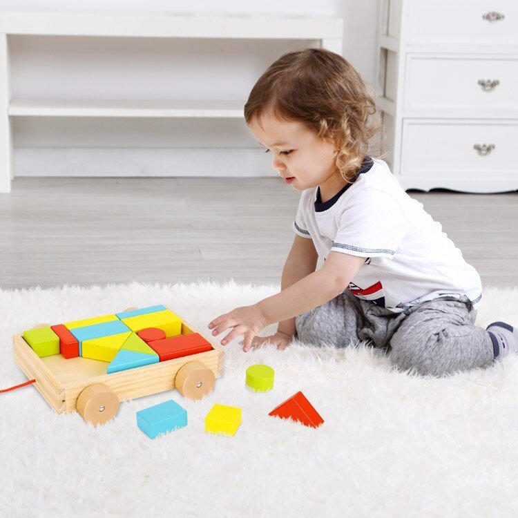Детско дървено ремарке Tooky Toy TKB369A дървена играчка