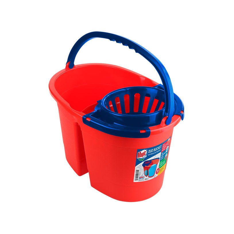 КОФА С 2 ОТДЕЛЕНИЯ 16Л С ЦЕДКА И КОЛЕЛА MAGIC CLEAN | Практикер | Oferta.bg