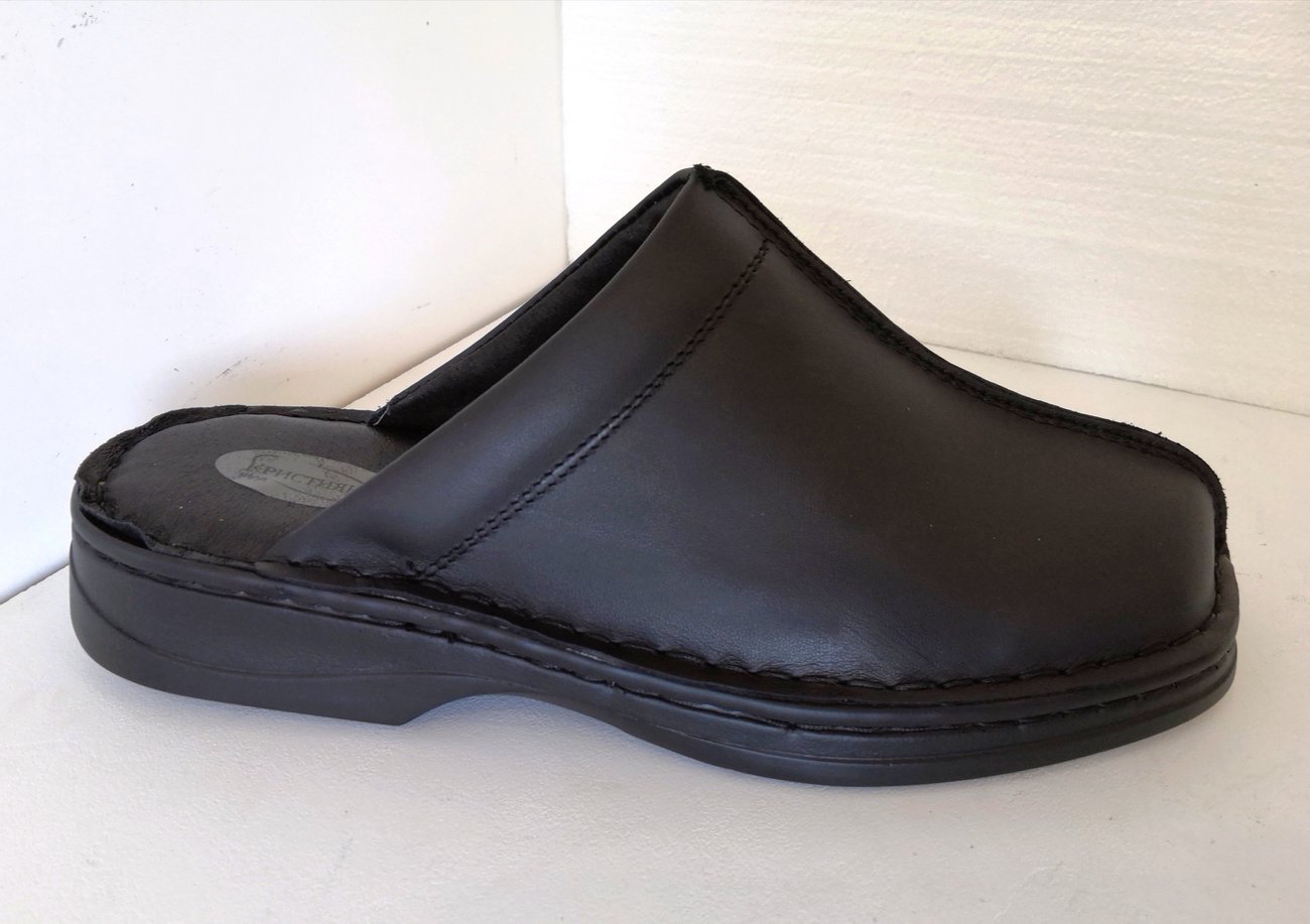 Габровско мъжко сабо от ЕСТЕСТВЕНА кожа в черно | Биони | Oferta.bg