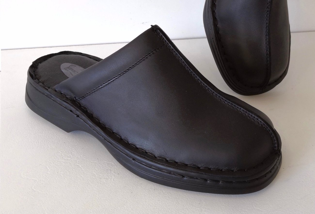 Габровско мъжко сабо от ЕСТЕСТВЕНА кожа в черно | Биони | Oferta.bg