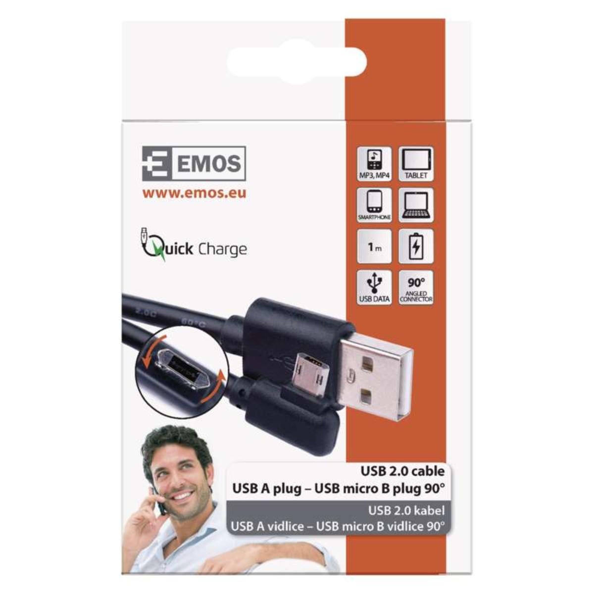 МИКРО USB КАБЕЛ 2.0/90°, 1 М, ЧЕРЕН | Mr Bricolage | Oferta.bg