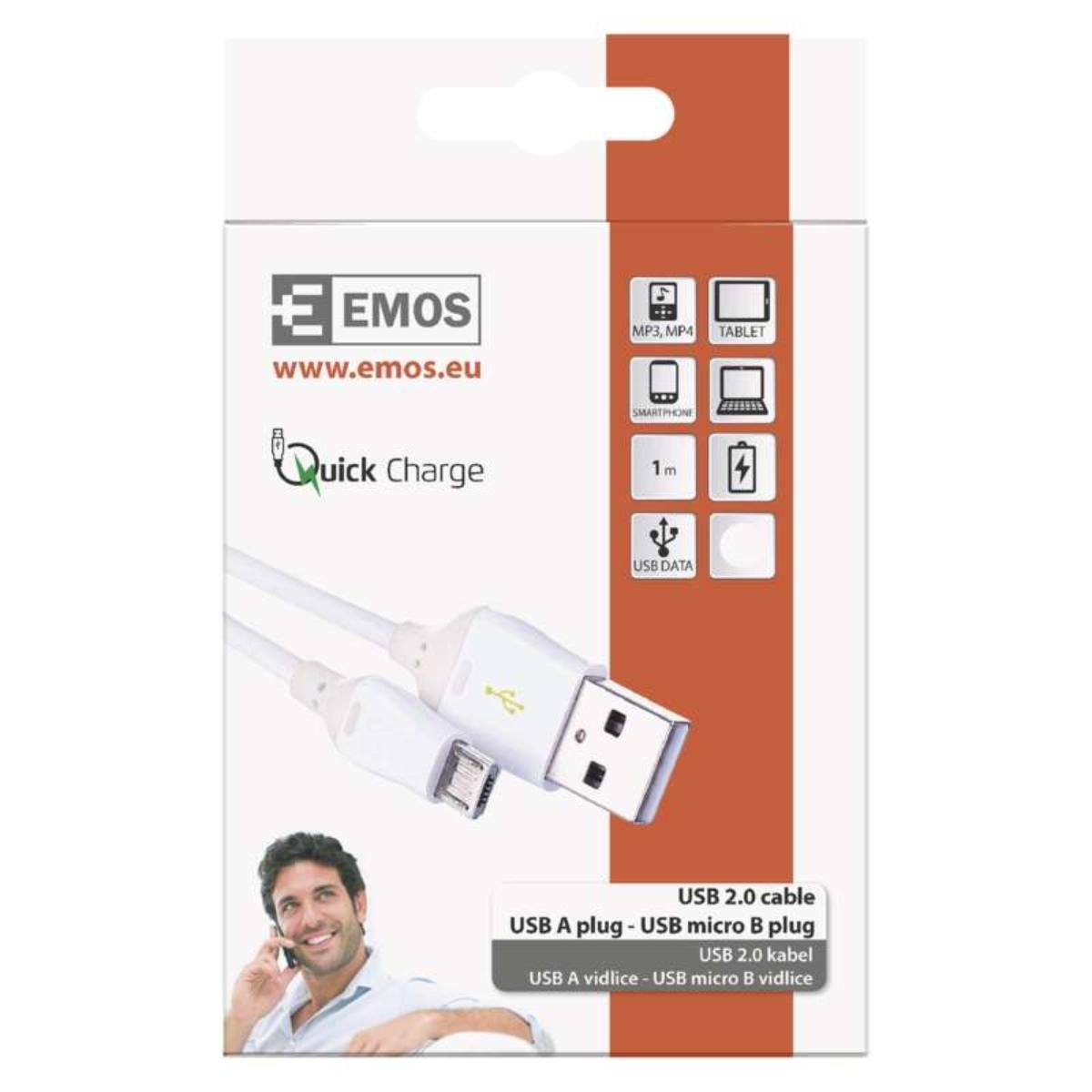 МИКРО USB КАБЕЛ 2.0, 1М, БЯЛ SM7004W | Mr Bricolage | Oferta.bg