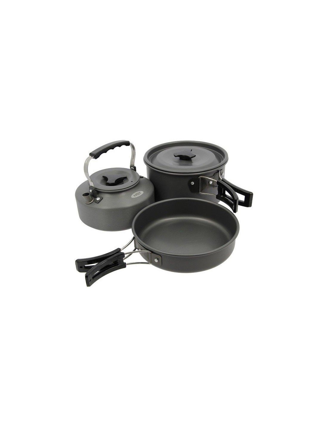 NGT 3pc Gun Metal Aluminium Kettle, Pot & Pan Set комплект съдове за готвене