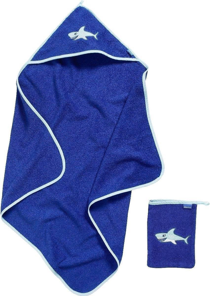 Комплект халат за баня със сини акули 75 х 75см  Playshoes 6390