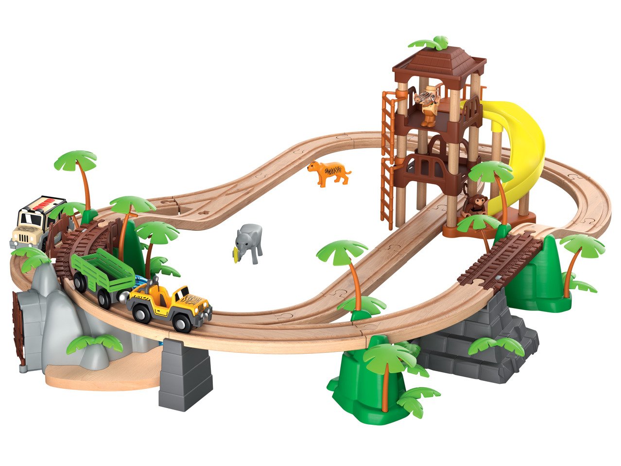 Дървена железница с ферма или джунгла