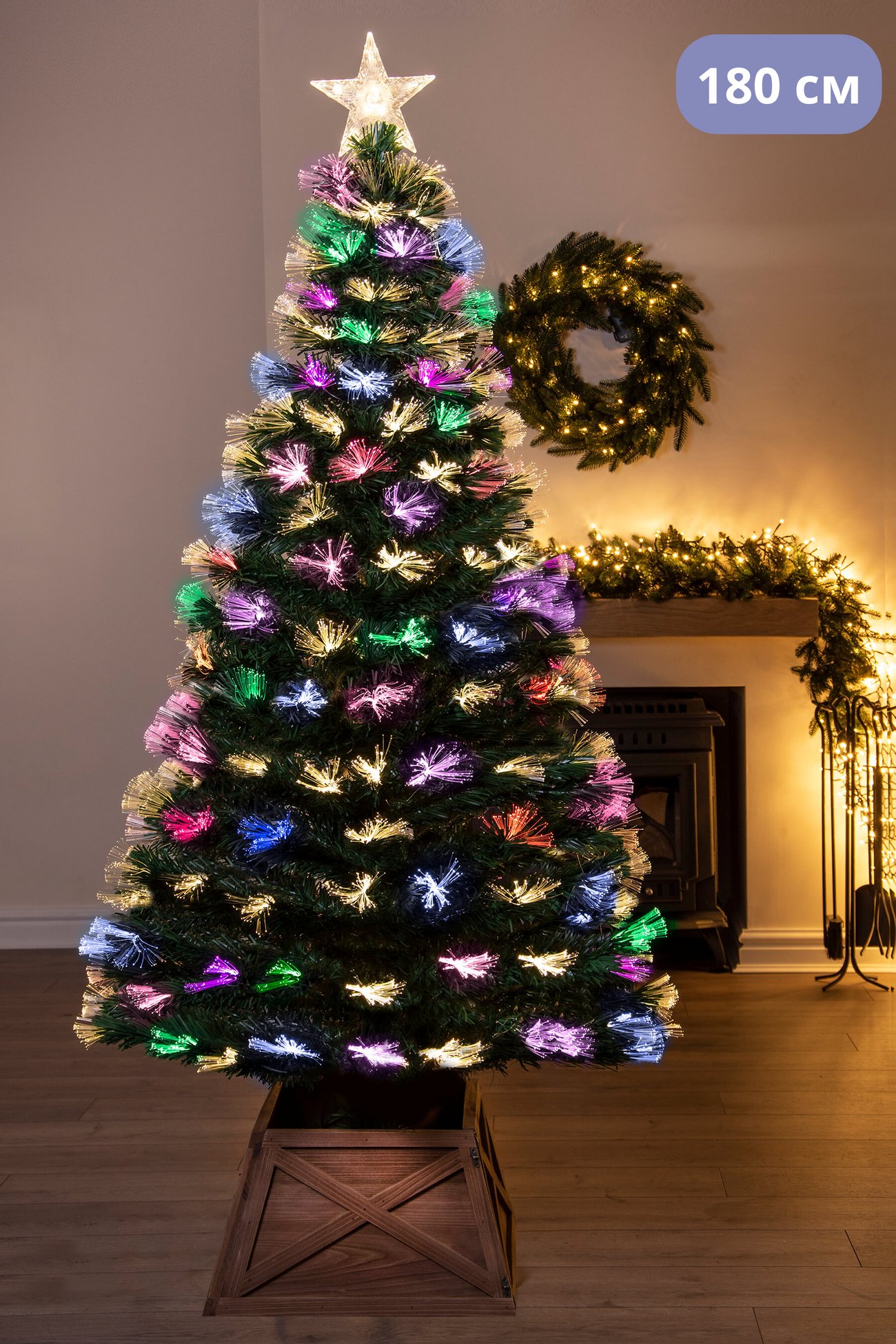 Коледна елха 180 см. със светещи силиконови връхчета и звезда ANYSUN