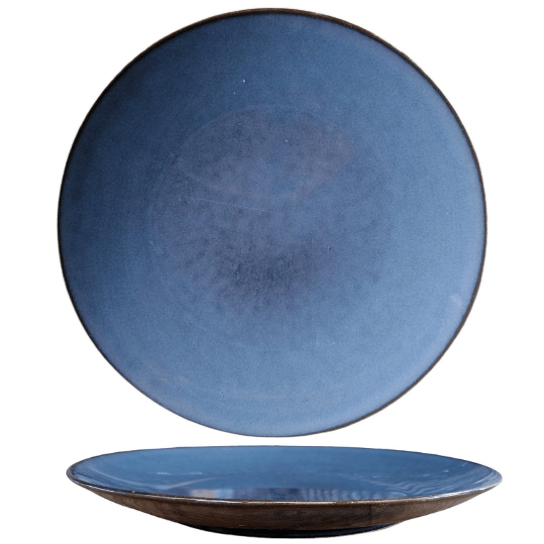 Промо пакет 6 бр. Порцеланова чиния плитка, тъмно синя 27 см. внос Португалия, преоценка