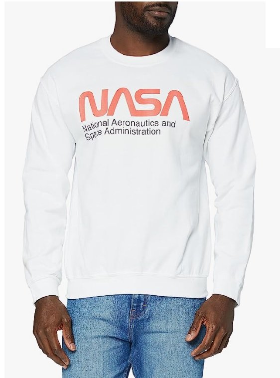 Мъжка блуза Brands In Limited Nasa Aeronautics BILWES00020-WHT Мъжка блуза с дълъг ръкав размер М памучна блуза