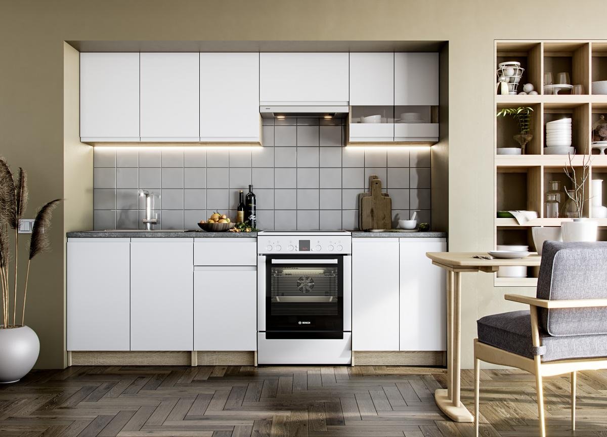 Кухня Катарина 240 см, бяла | HomeMax | Oferta.bg